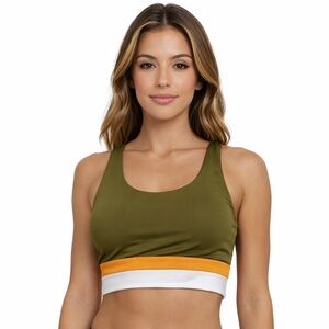 Define Your Inspiration Colorblock Sports Bra Crop– Olive/Orange/White